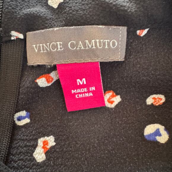 Vince Camuto Jumpsuit Women's M Black‎ Floral Design Sleeveless Front Tie - Picture 9 of 11